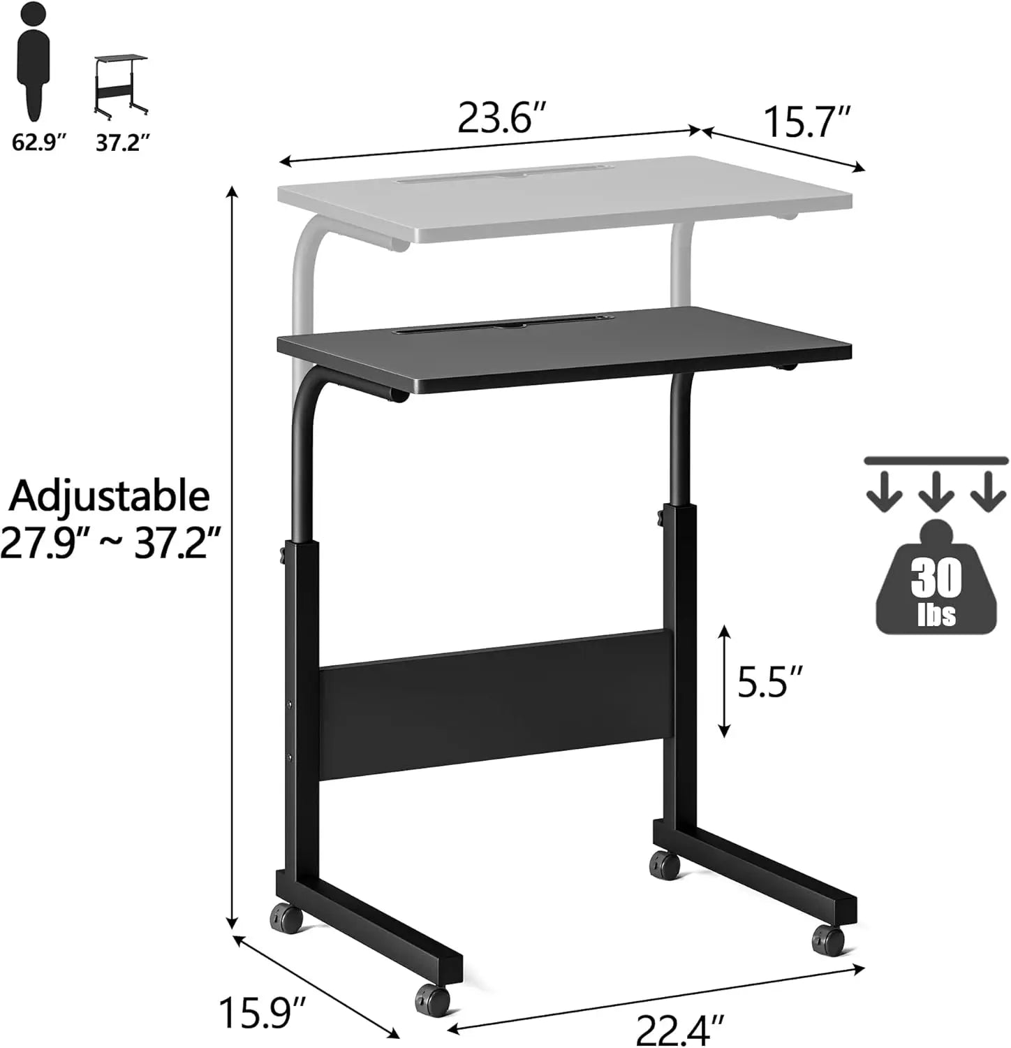 Adjustable Standing Desk with Cup Holder, Portable Stand Up Desk for Home or Office