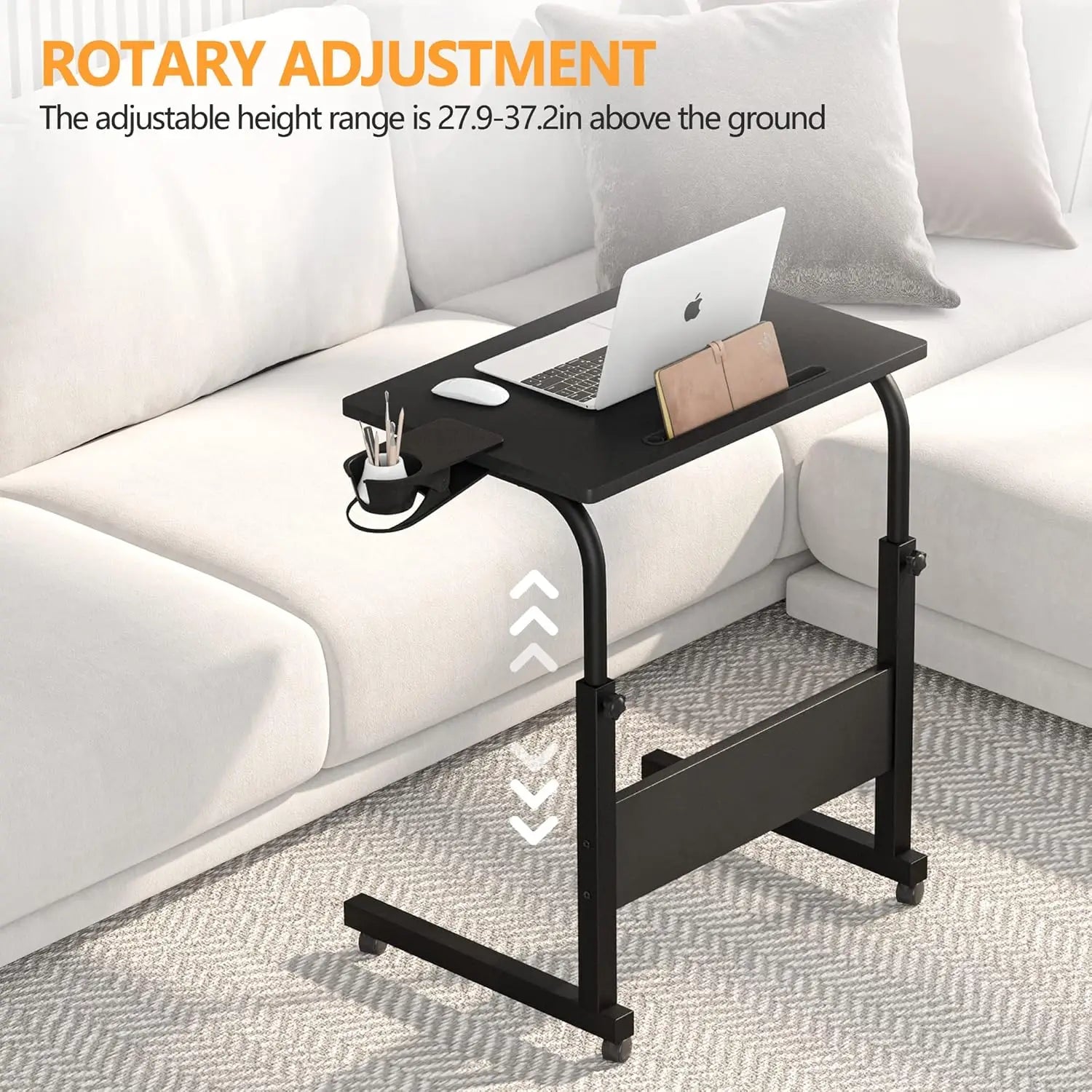 Adjustable Standing Desk with Cup Holder, Portable Stand Up Desk for Home or Office