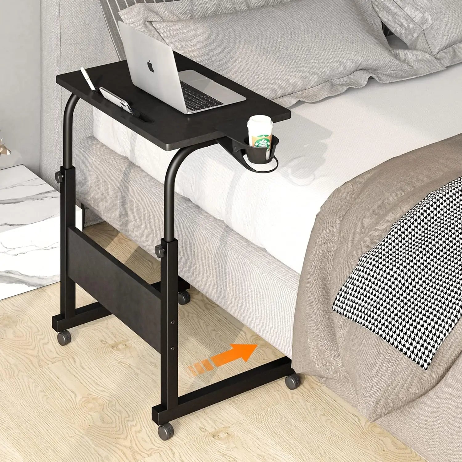 Adjustable Standing Desk with Cup Holder, Portable Stand Up Desk for Home or Office